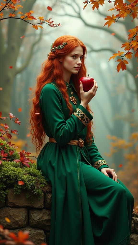 Irish Girl in Mystical Forest, Digital Matte Painting