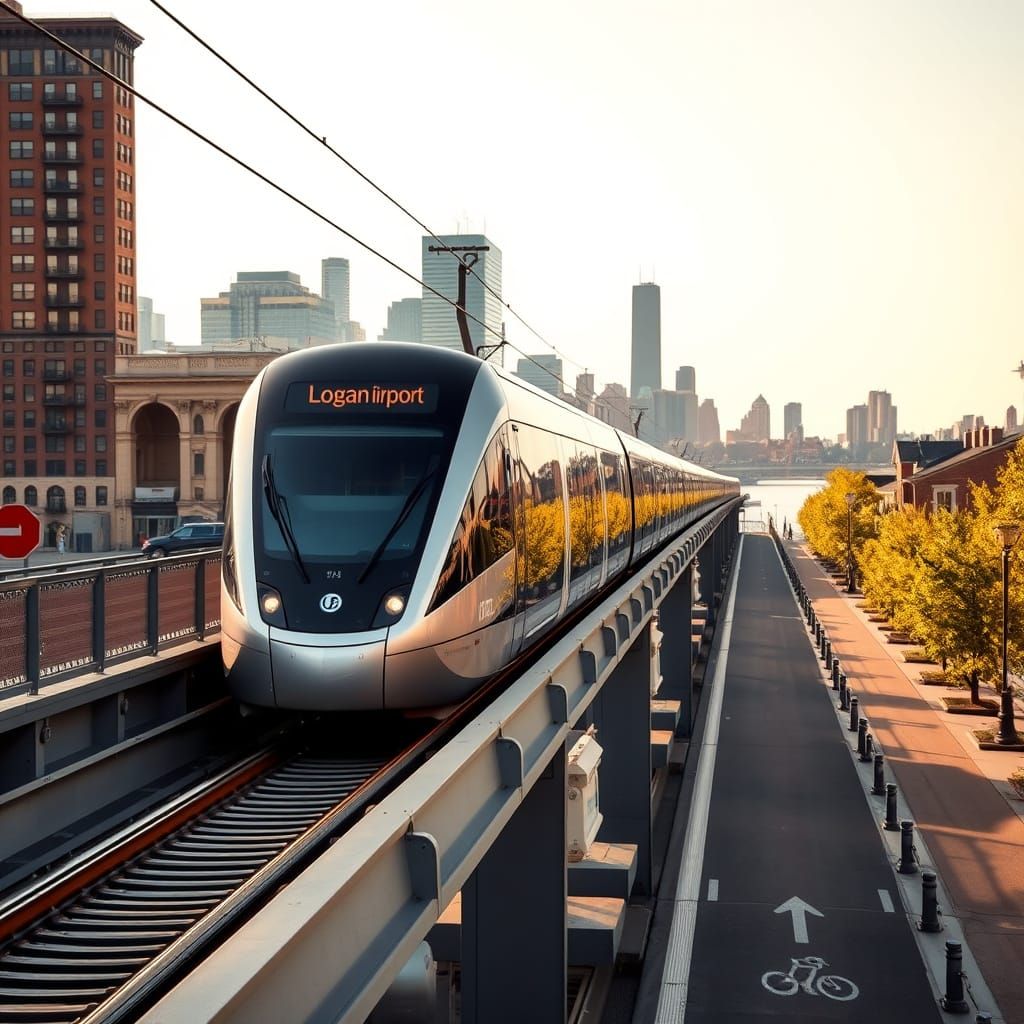 Modern Tram Connecting Boston to Logan Airport