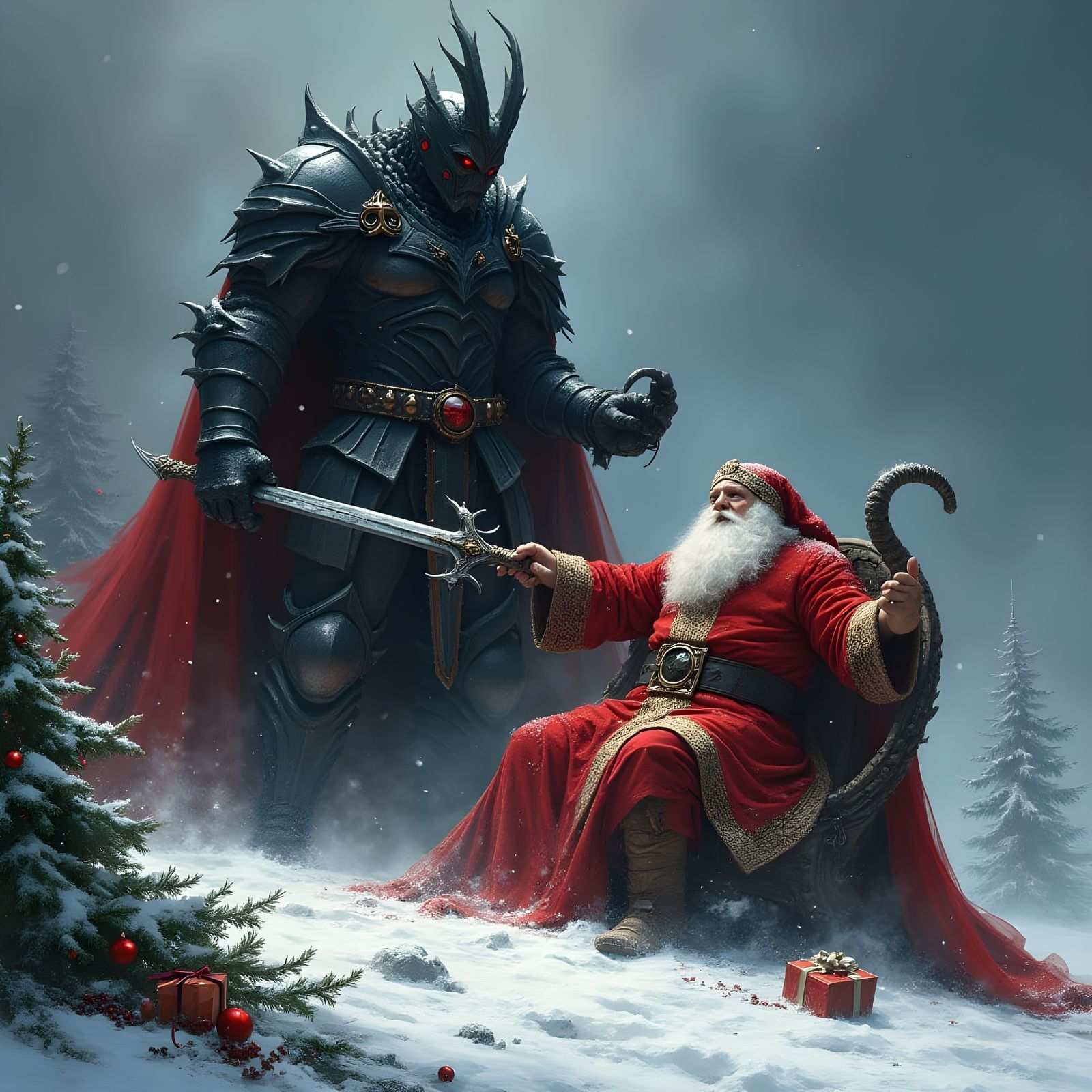Morgoth battles Santa Claus (and wins) Christmas is cancelle...