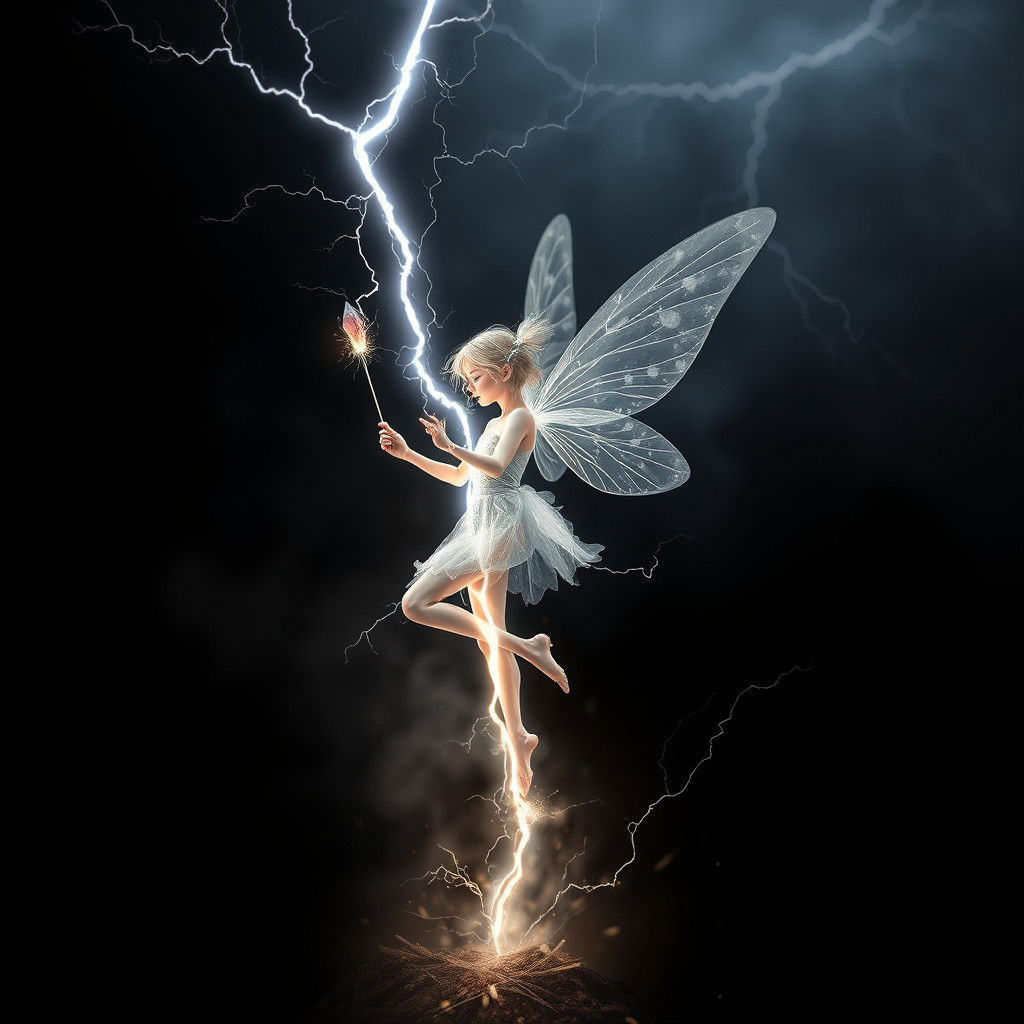 Luminous Fairy Emerges from Lightning Strike