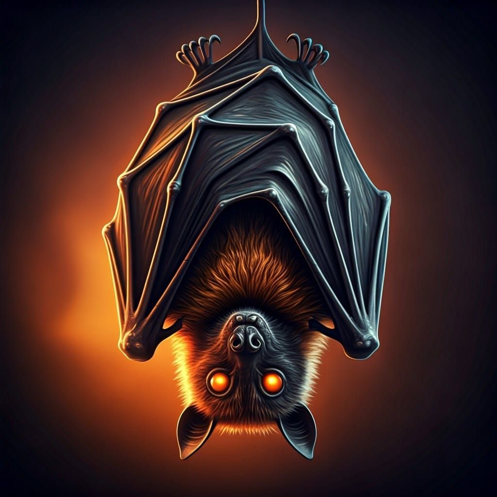 Majestic Bat Suspended in Autumnal Scene
