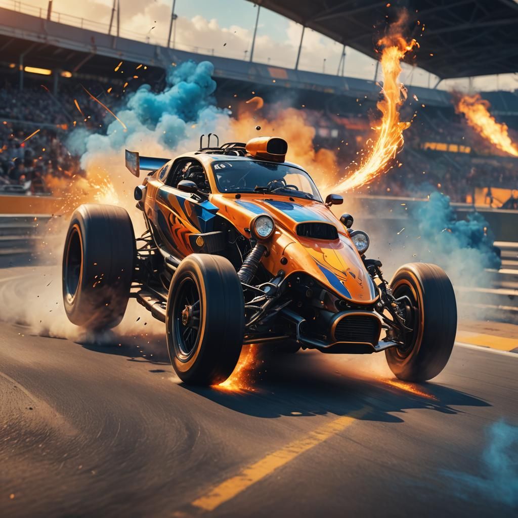 Pihole at Racetrack with Smoking Wheels