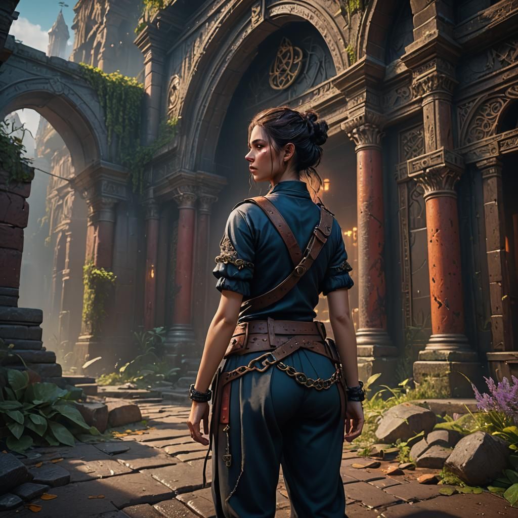 Girl Handcuffed in Detailed Fantasy Art