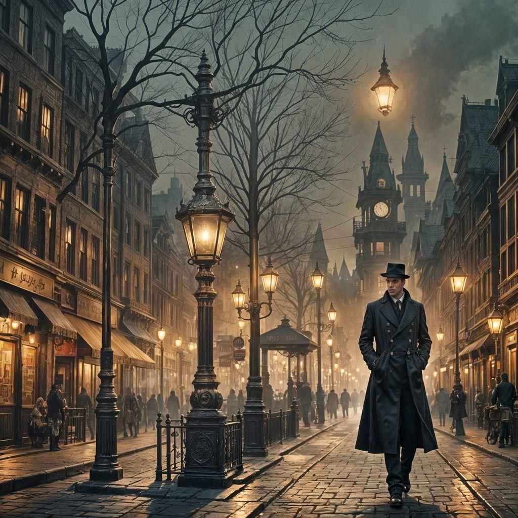 Steampunk Silhouette: Ink Painting on Vintage Paper