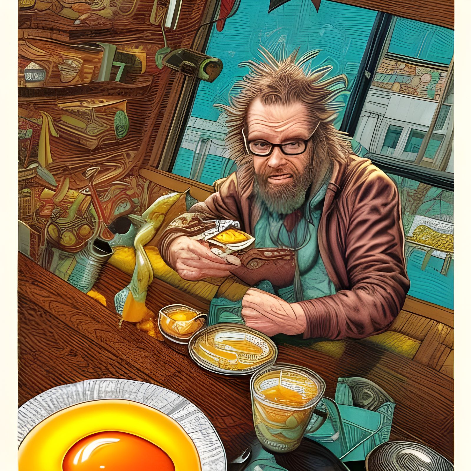 Breakfast Still Life in Comic Book Style