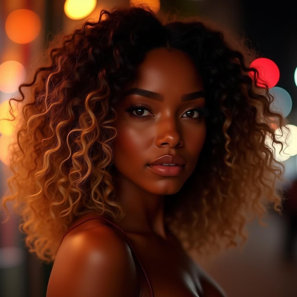 Elegant Black Woman Portrait in Toronto, Detailed Digital Ar...