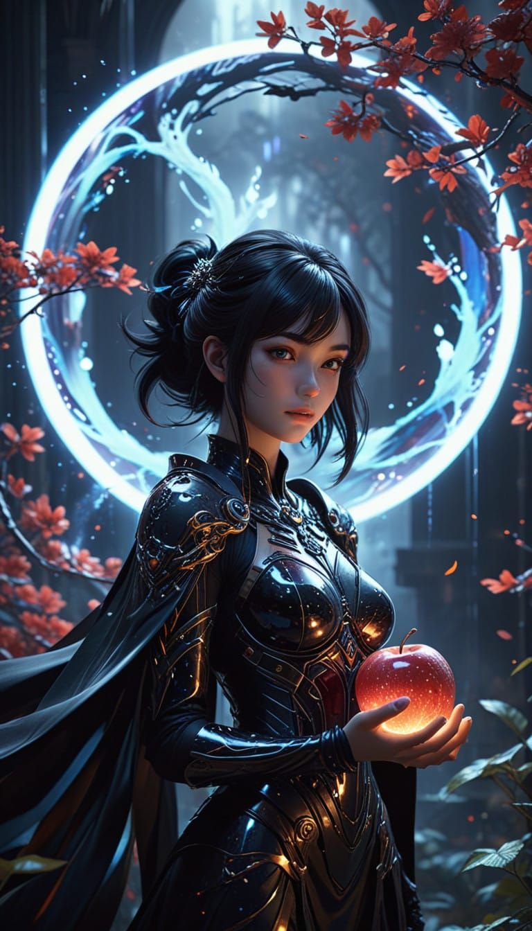 Ethereal Beauty Admires Radiant Apple