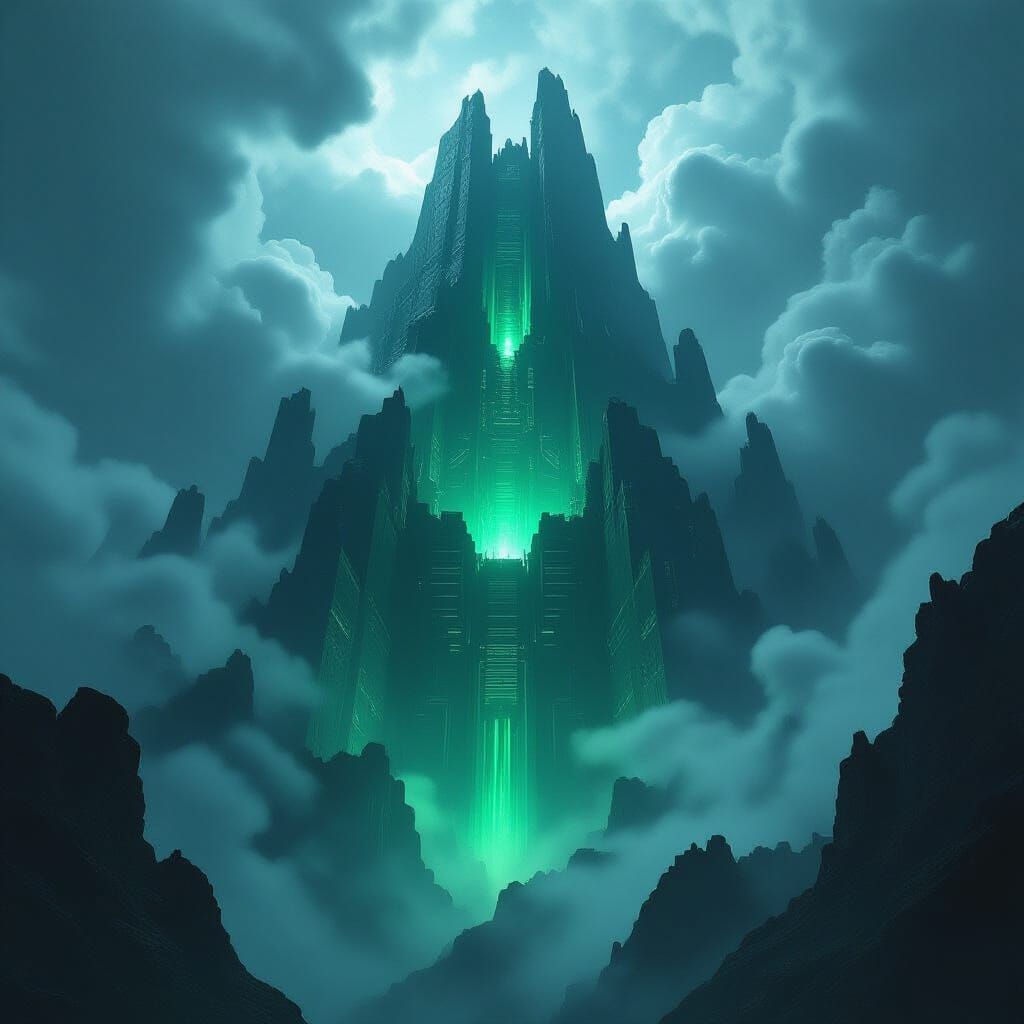 Ominous Supervillain Lair in Mountain Peak