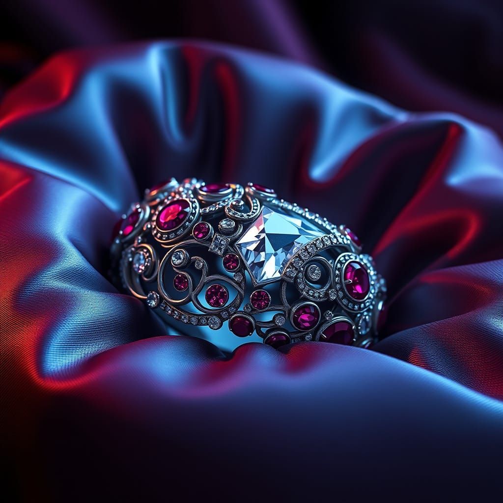 Luxurious Diamond Bracelet Adorned with Rubies in Silk Elega...