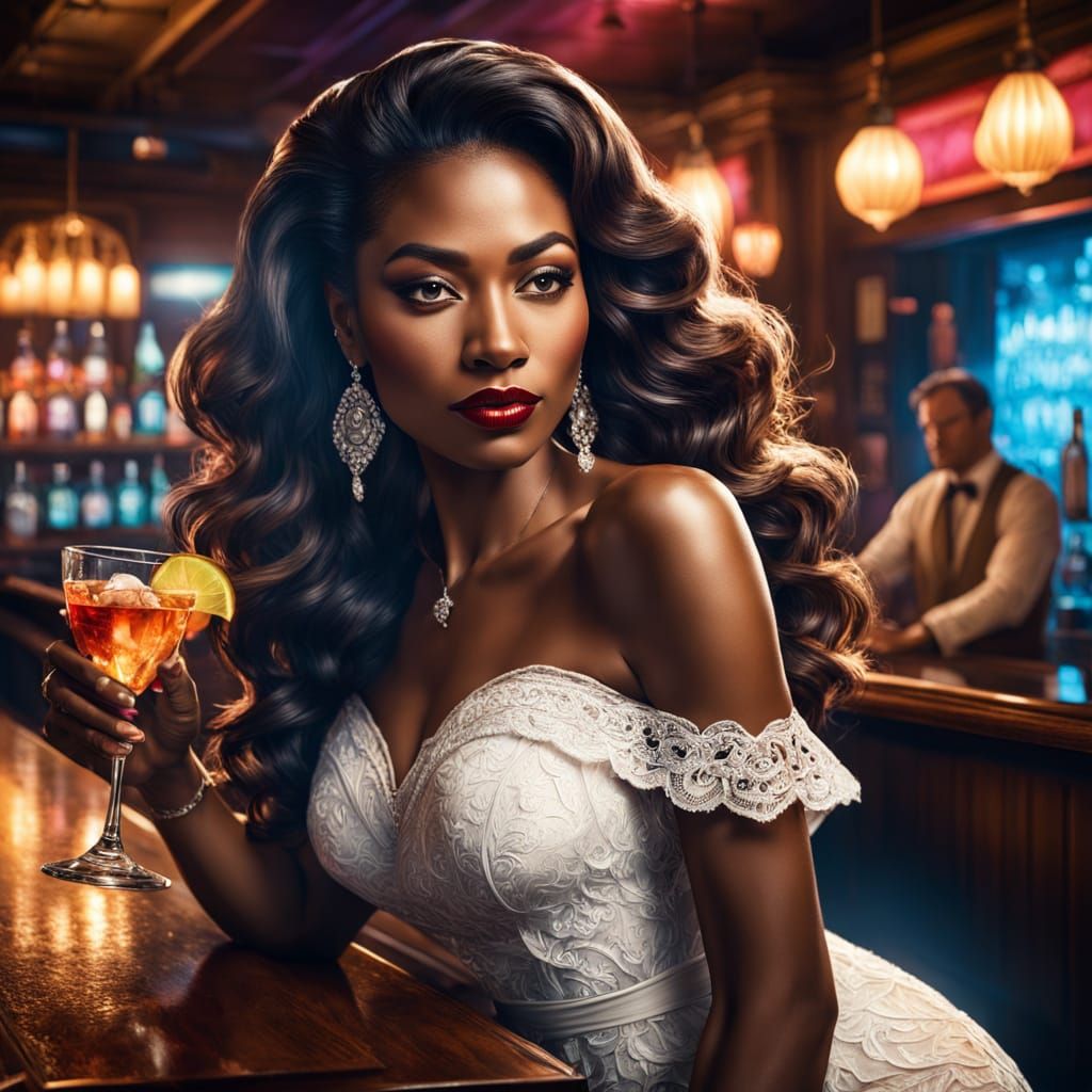 Elegant Woman Bids Farewell to Lover in a Luxurious Bar