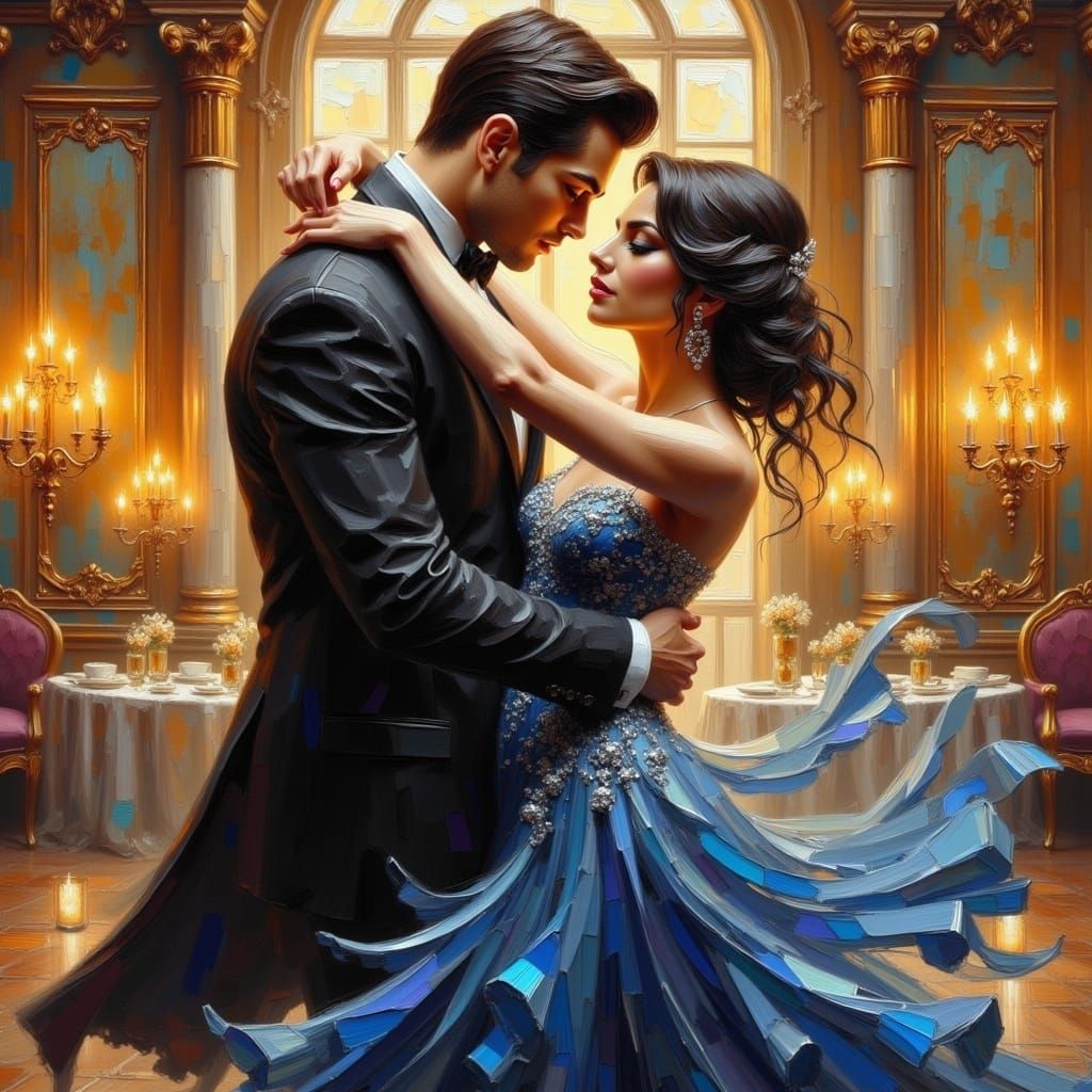 Elegant Waltz in Opulent Baroque Ballroom