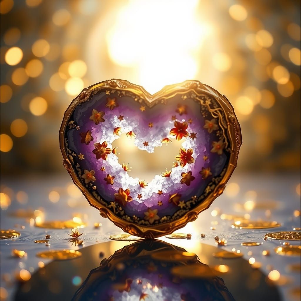 Floral Heart with Fractal Swirls in Art Nouveau Style