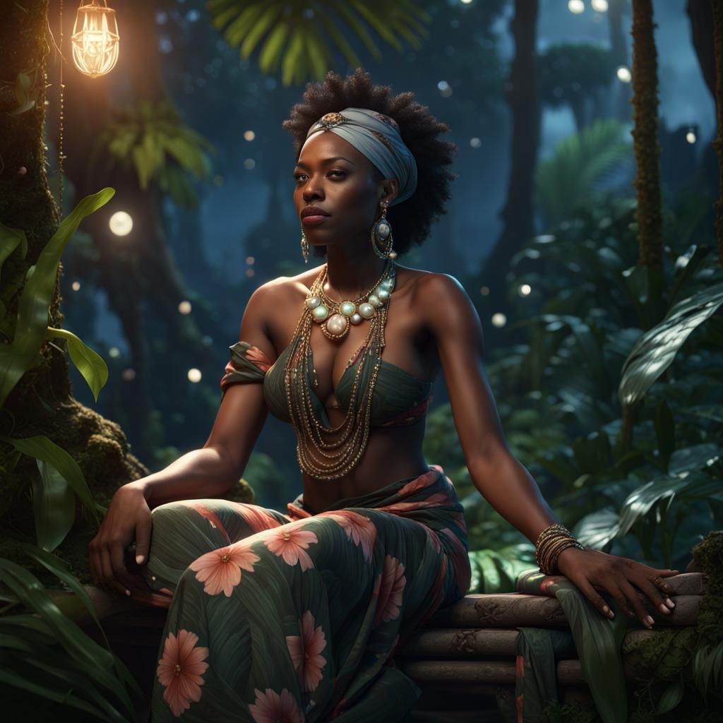 Black Queen on Jungle Throne: 3D Game Art