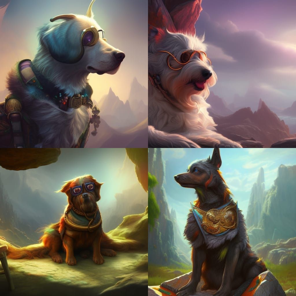 Dog in Tie Does Eye Test: Detailed Matte Painting