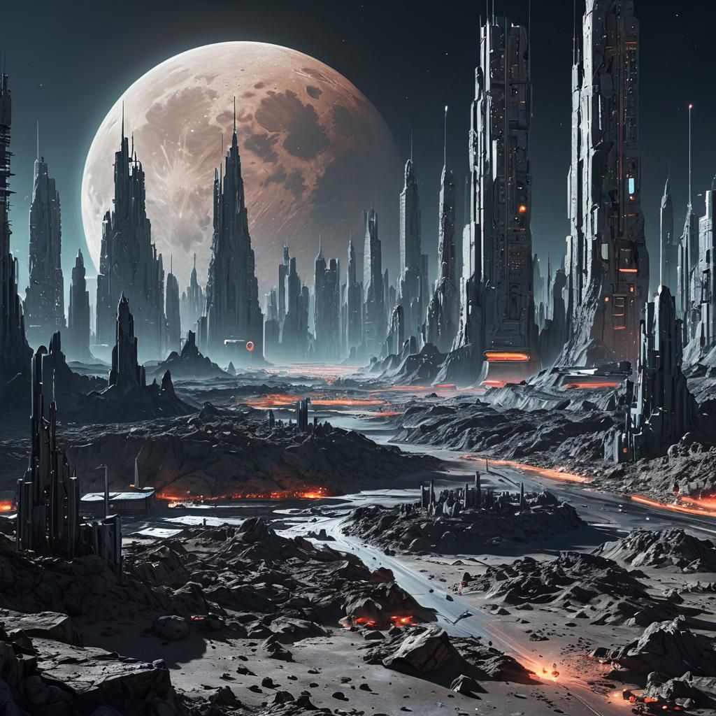 Photorealistic Sci-Fi Metropolis on the Moon