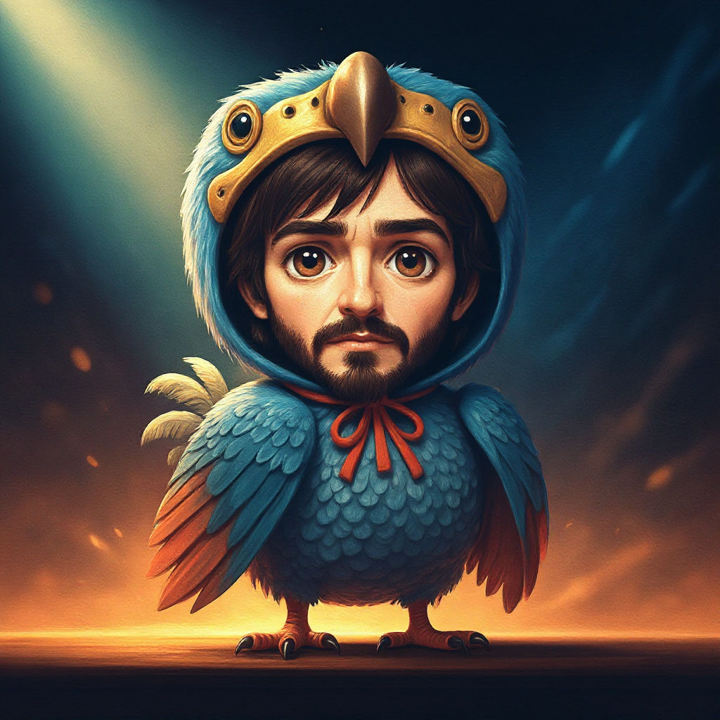 Chibi George Harrison-Dodo Hybrid in Oil Painting Style