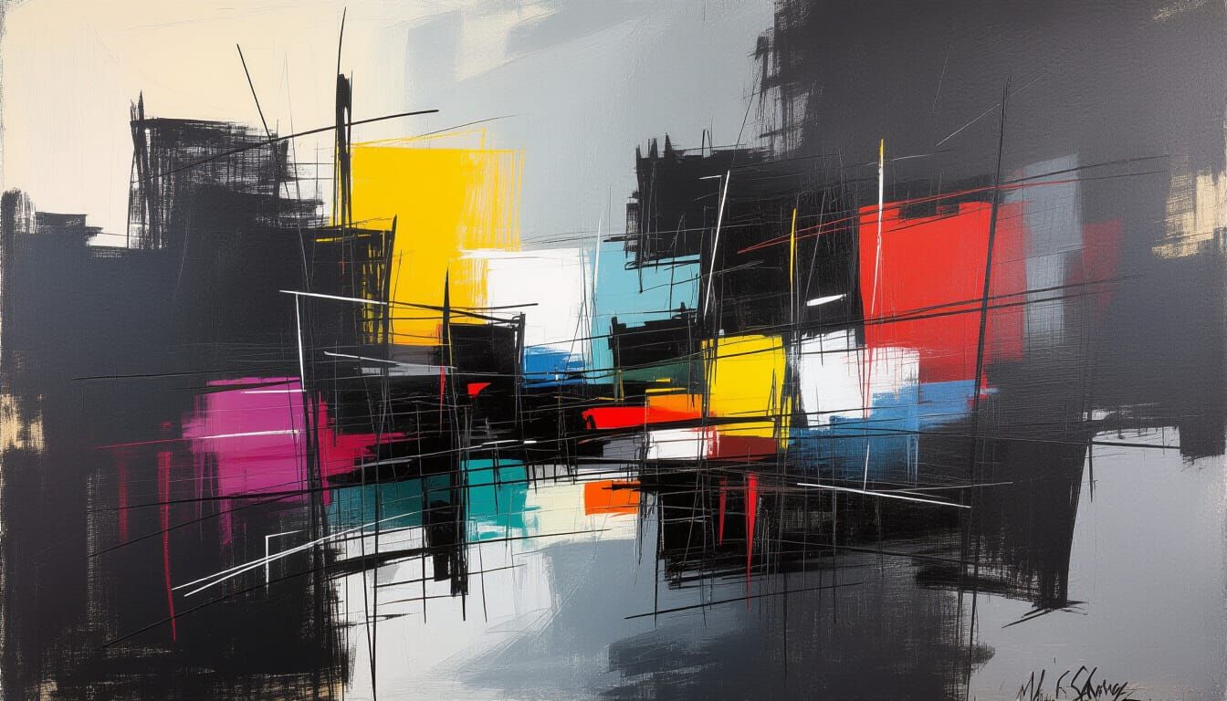 Abstract Landscape of Chaotic Charcoal Strokes