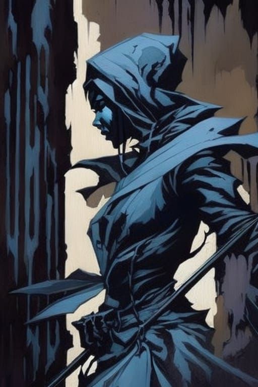 Talon Assassin Portrait as Gouache Painting