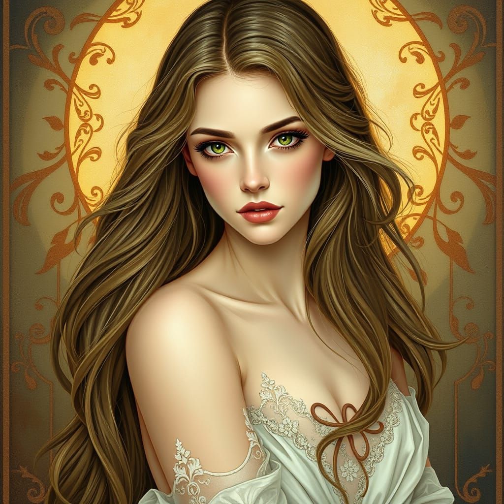 Elegant Art Nouveau Woman in Soft Focus