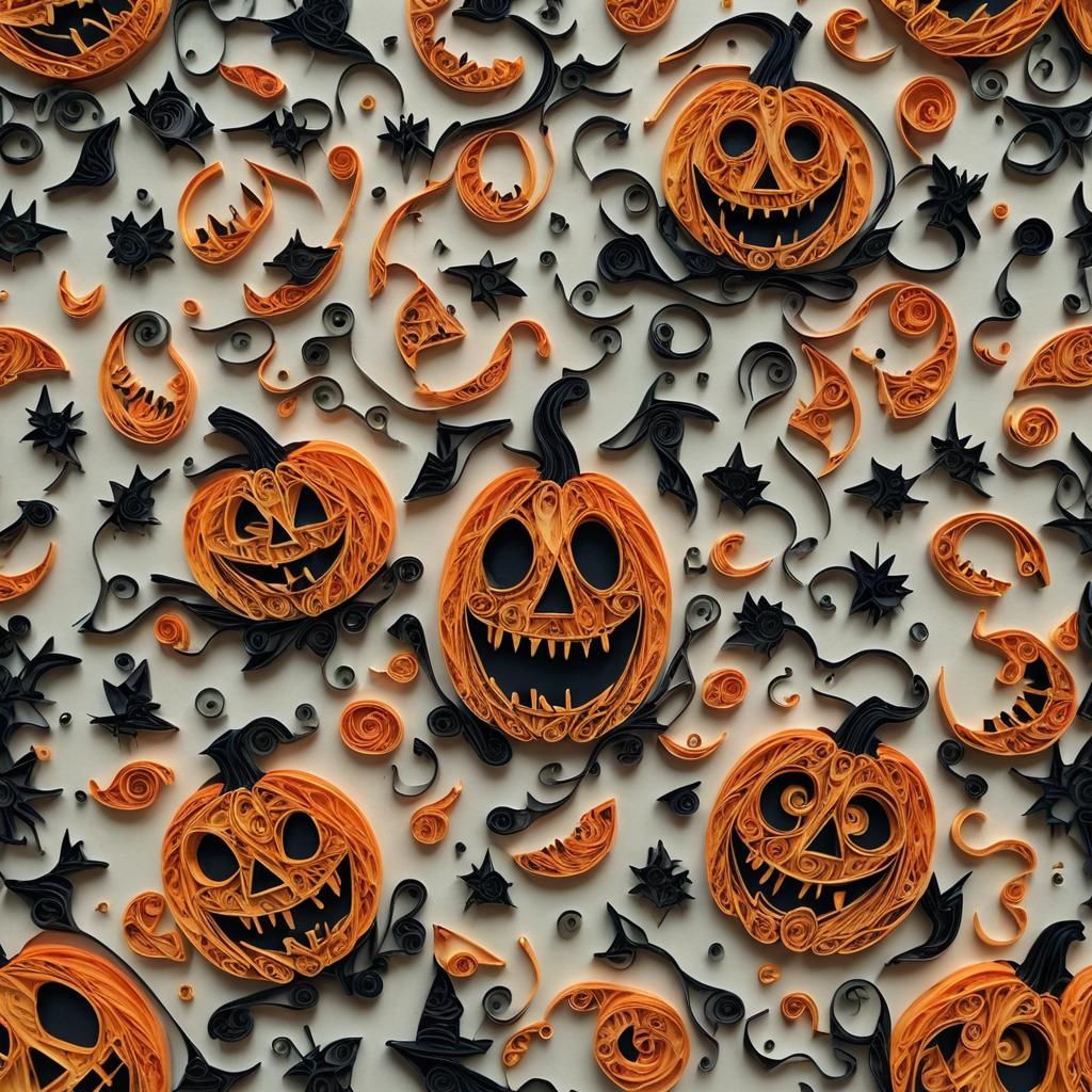 Vintage Horror Jack-o'-Lantern Quilling Mixed Media