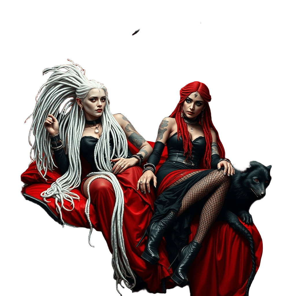 Gothic Vampire Queens of India in Dark, Crimson Chamber