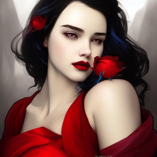 Snow White Portrait in Art Nouveau Style