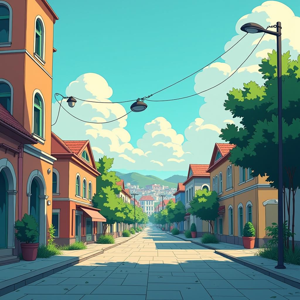 Anime Style Cityscape of Khujand, Tajikistan