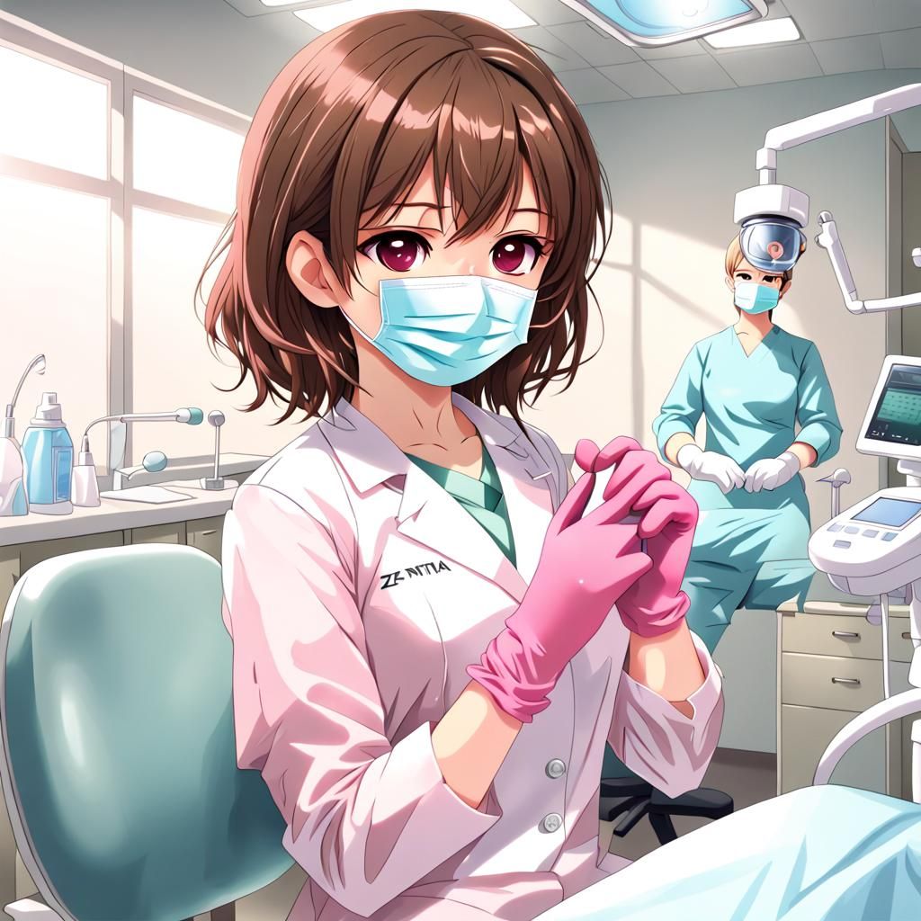 Anime-Style Female Dentist in Office