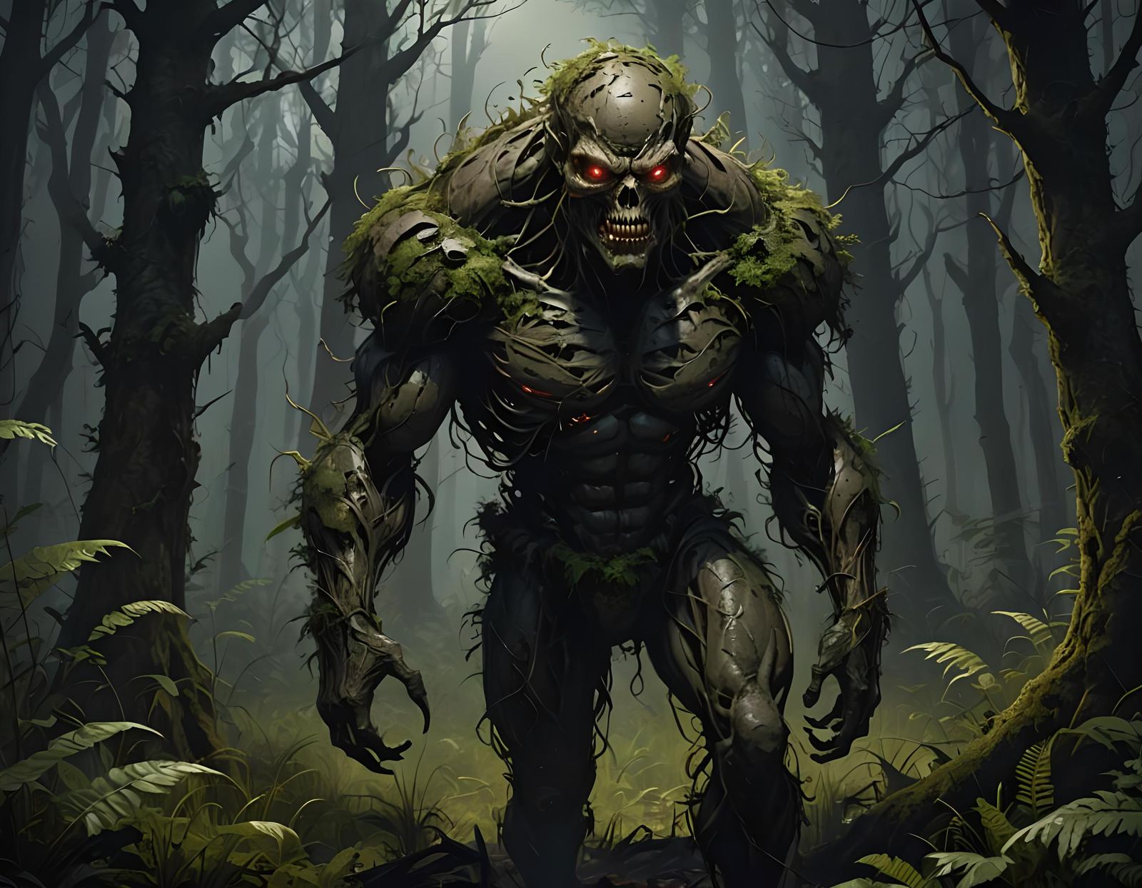 Ominous Forest Creature in Digital Painting Style