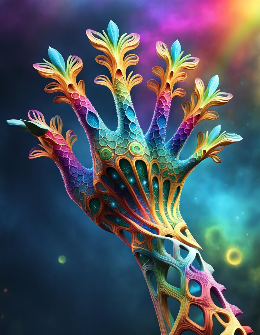 Surreal Fingerpunk Giraffe with Fractal Rainbow Details