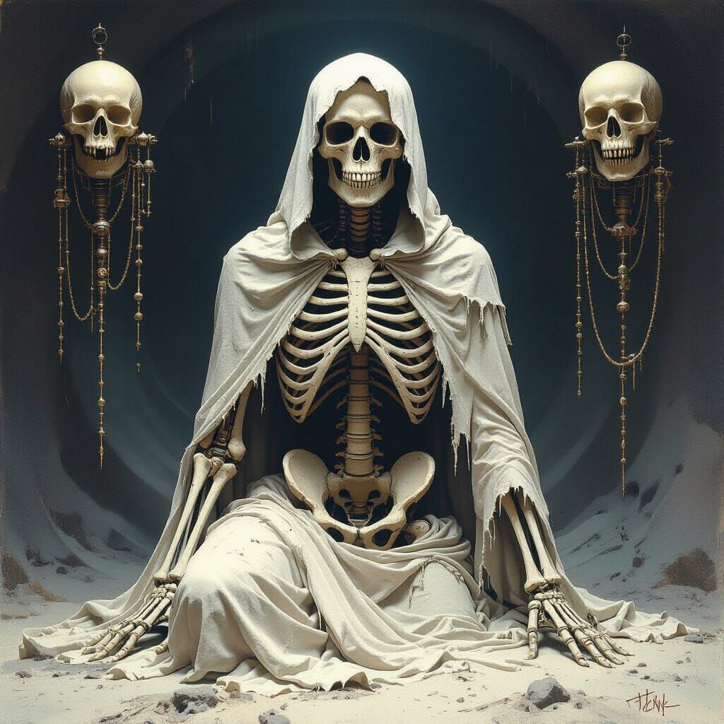 Biomechanical Tarot Card in Giger-Inspired Style