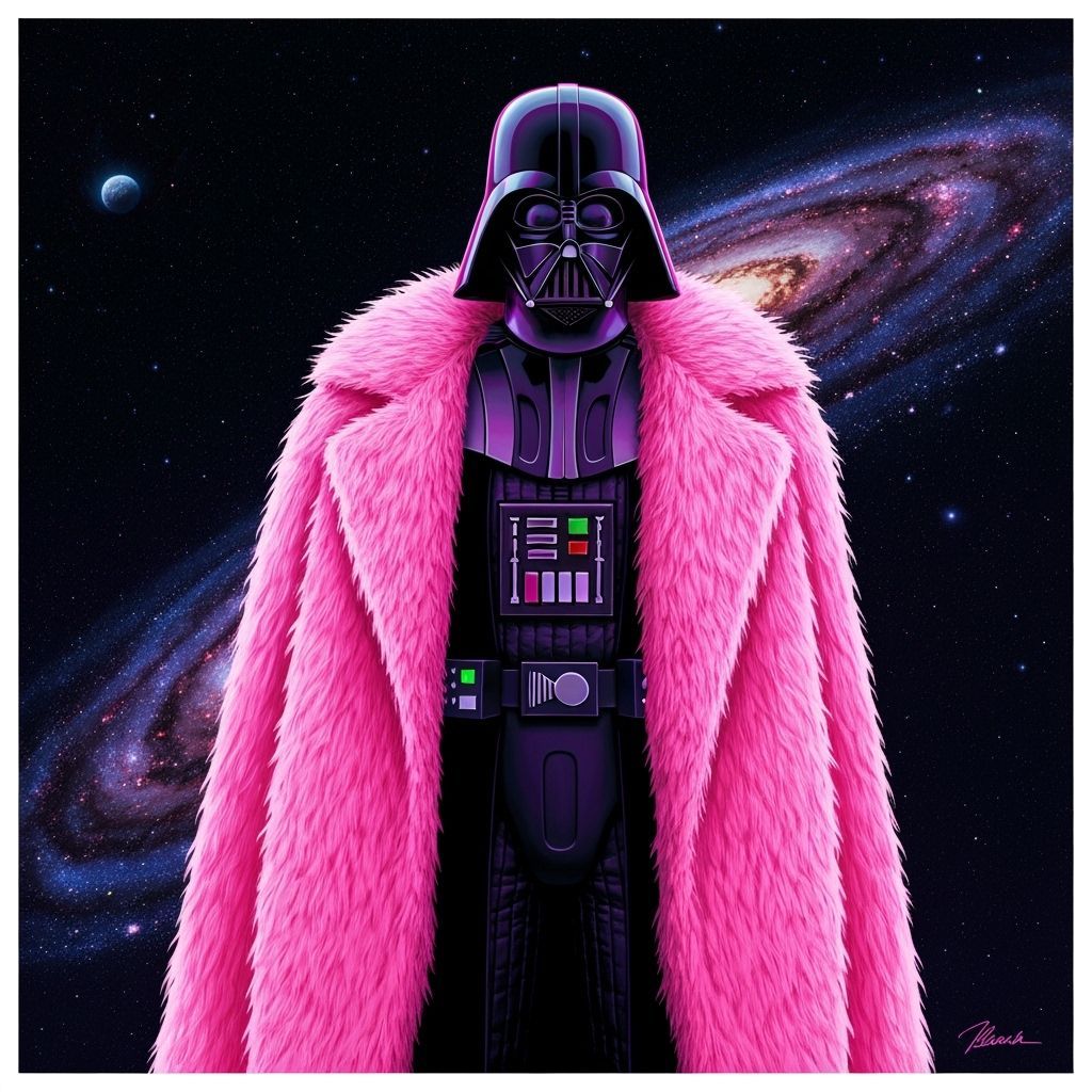 Darth Vader in Fluffy Pink Coat: Neon Galaxy