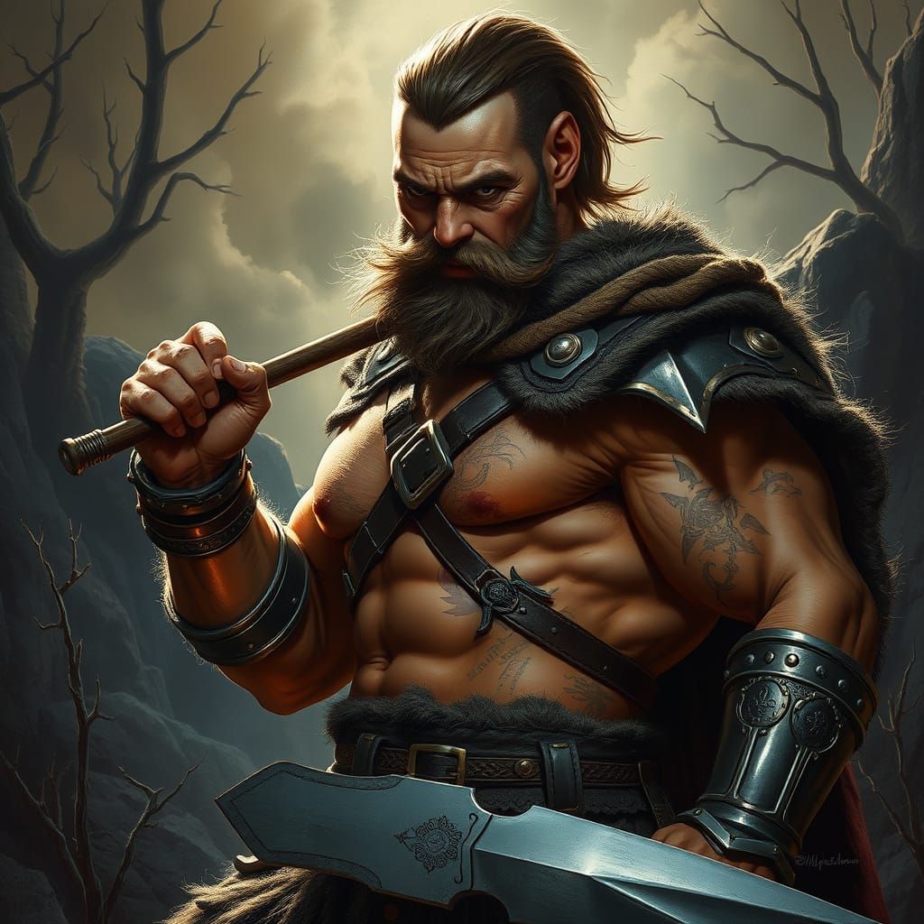 Mighty Warrior in Heroic Pose