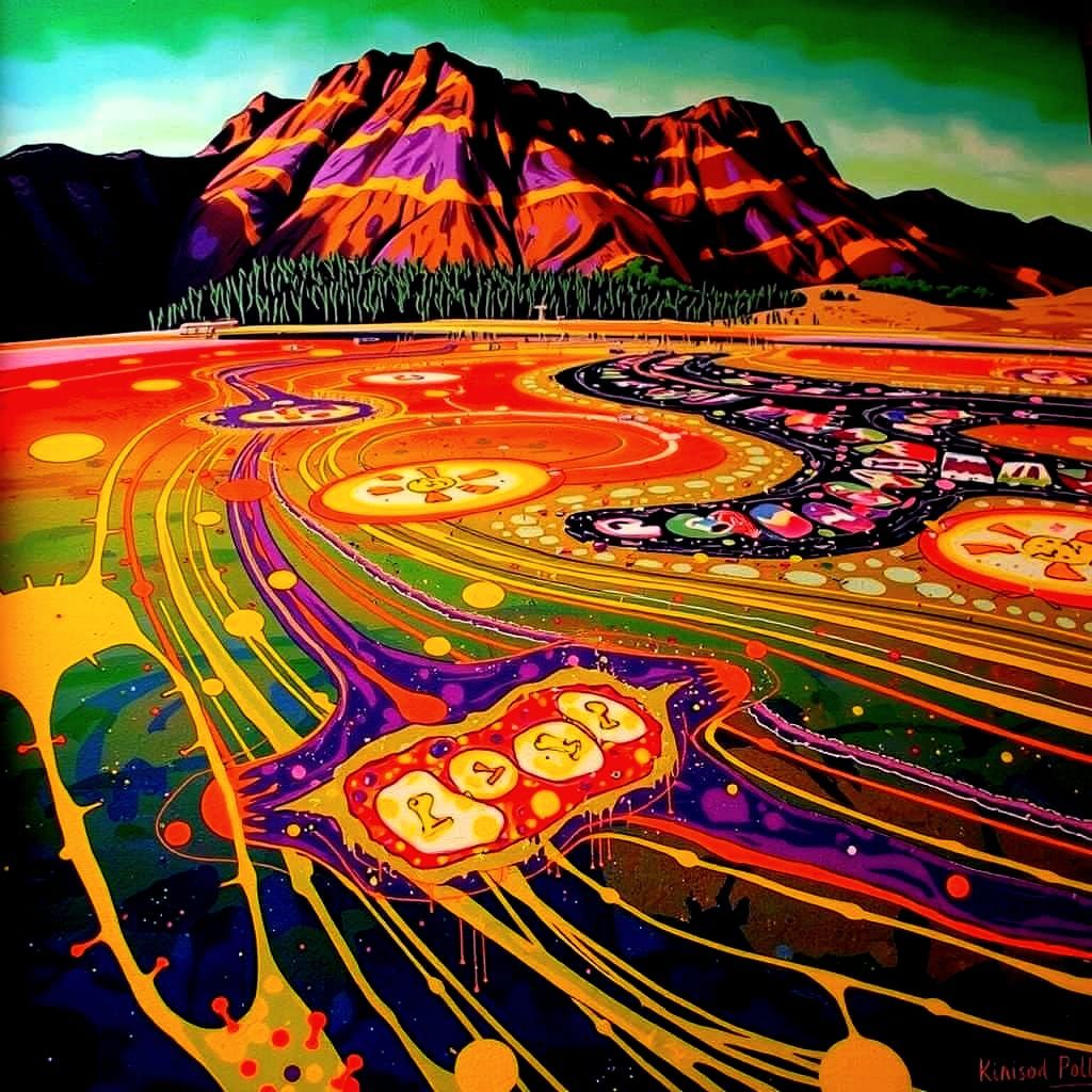 Psychedelic Bacteria Art in Jackson Pollock Style