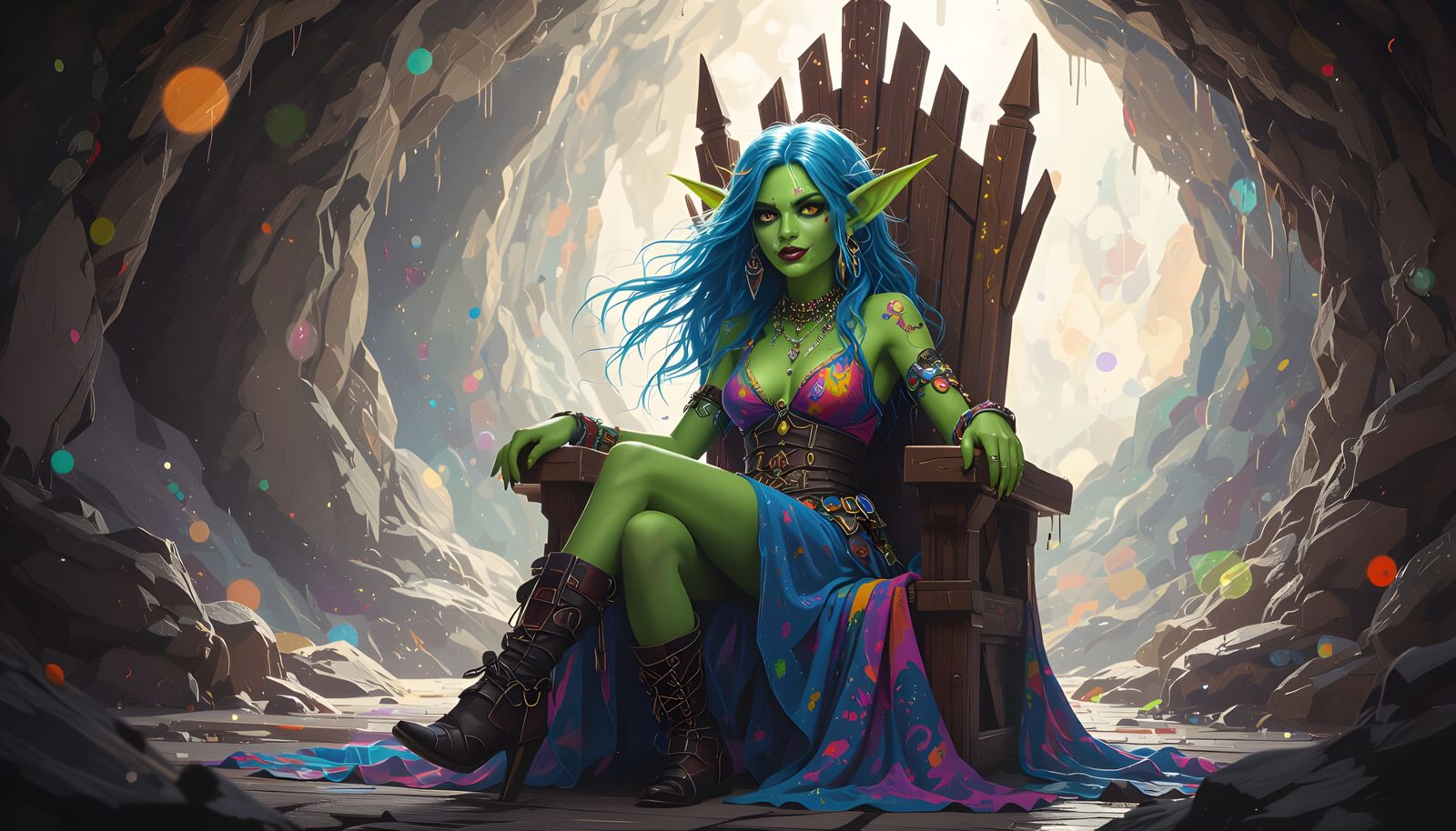 Goblin Queen on Throne with Ethereal Aura