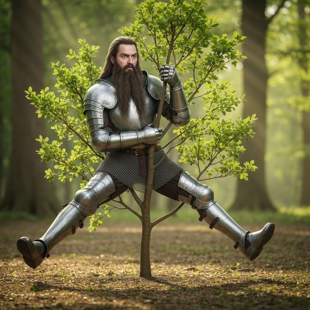 Knight in Shining Armor Stuck in Tiny Tree