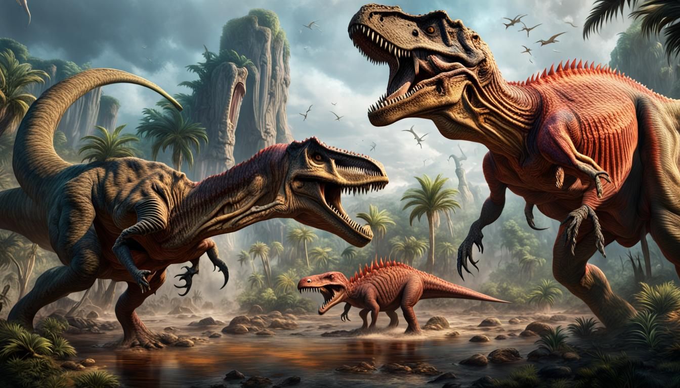 Epic Spinosaurus vs T. Rex Battle Scene