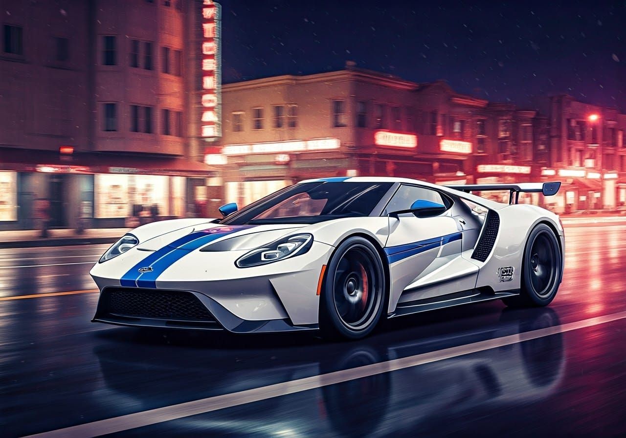 Ford GT Races Through Neon San Francisco: Anime Style