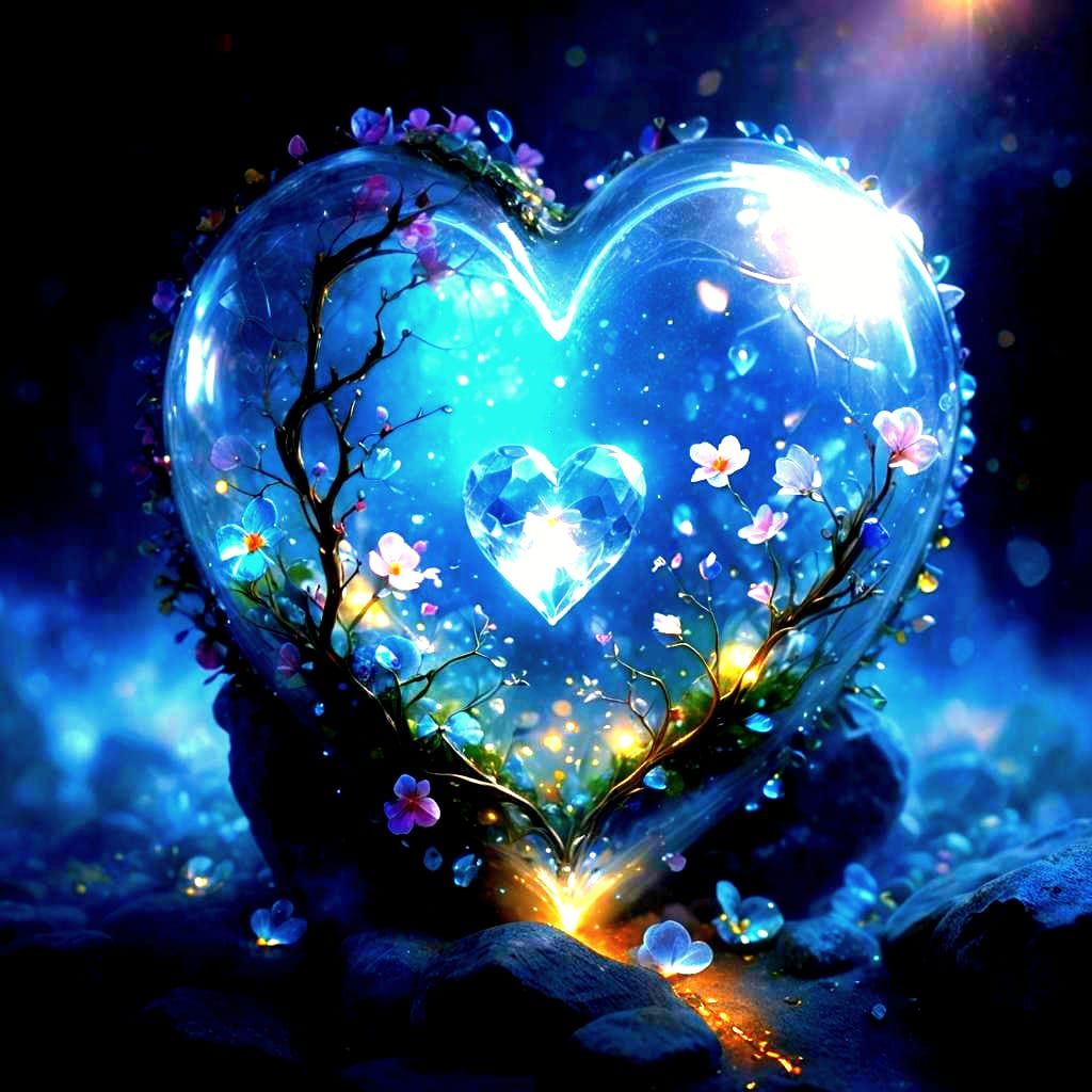 Ethereal Crystal Heart in Hyperrealistic Fantasy Style