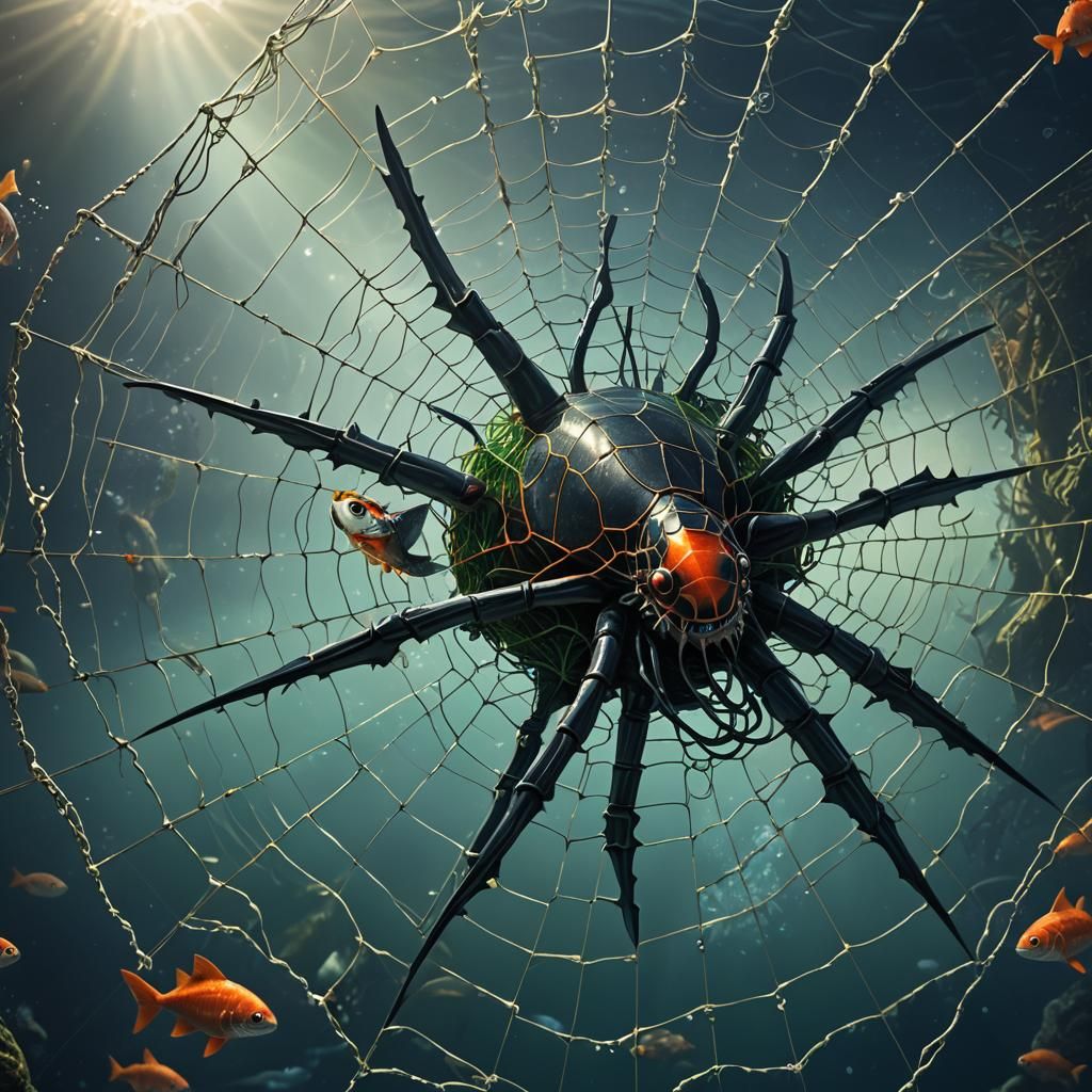 Underwater Shark Black Widow Hybrid in Web