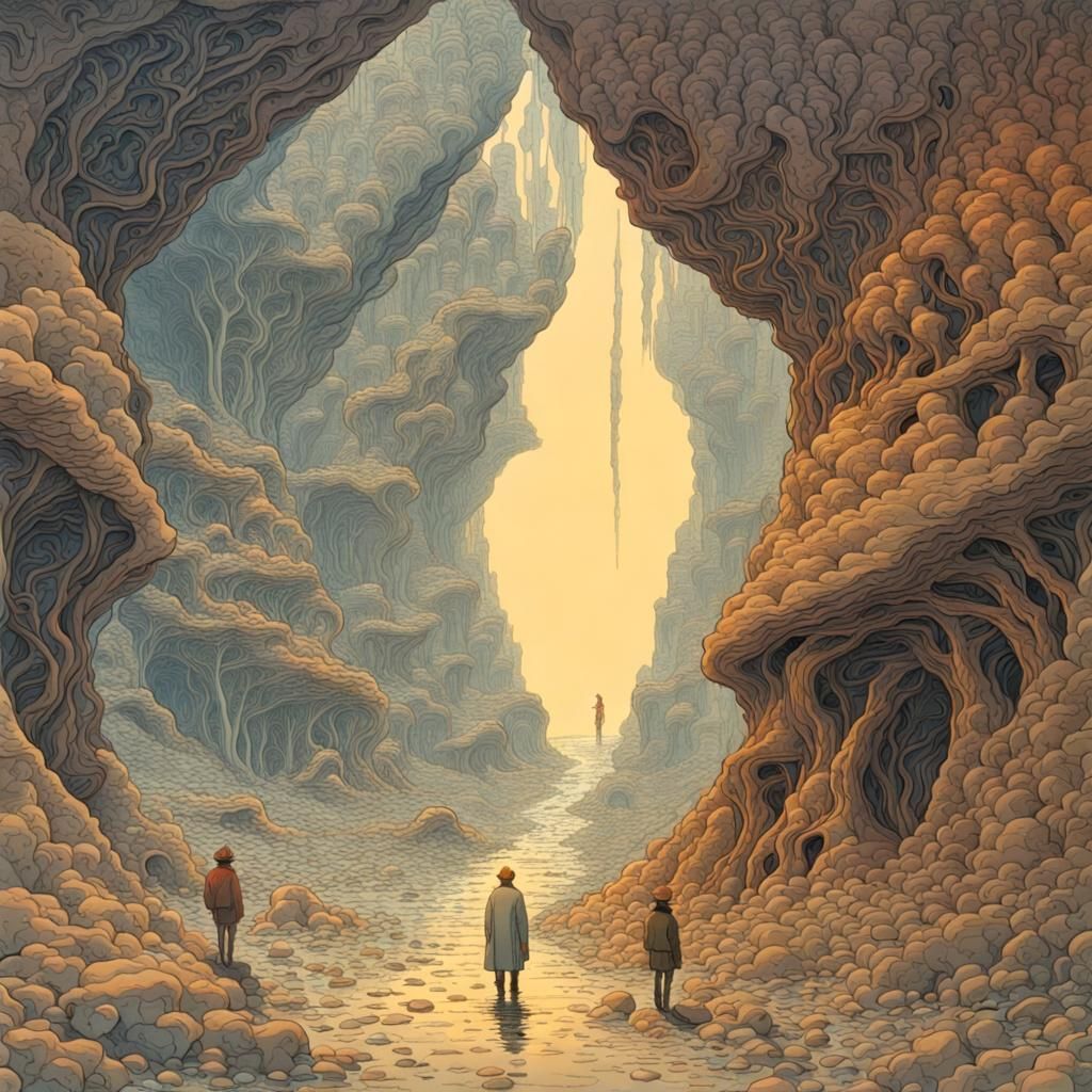 Epic Intricate Cave Artwork by Haifa Zangana