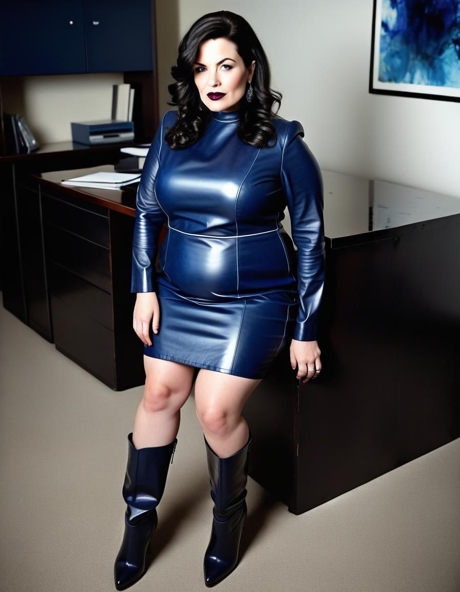 Vibrant Alcohol Ink Portrait of Woman in Blue Dress