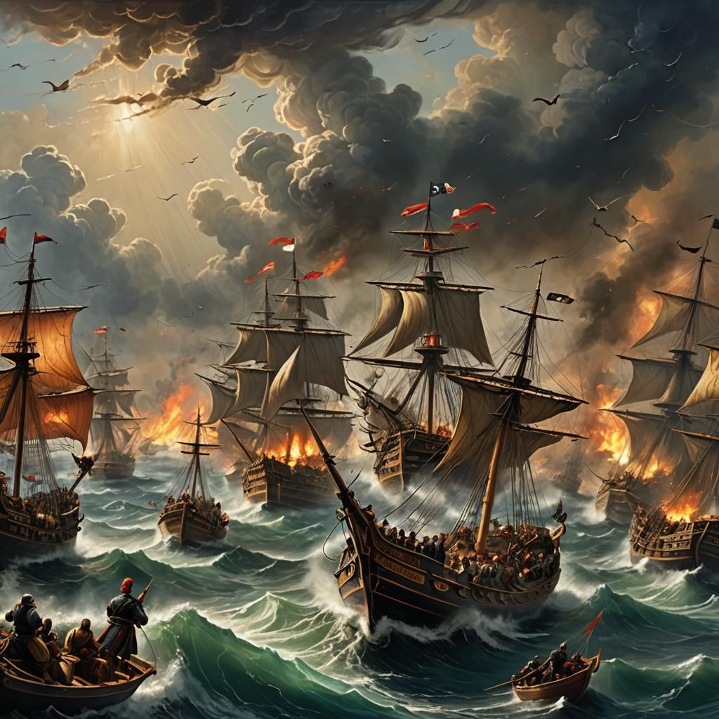 Epic Naval Battle Between Ottoman and Christian Fleets