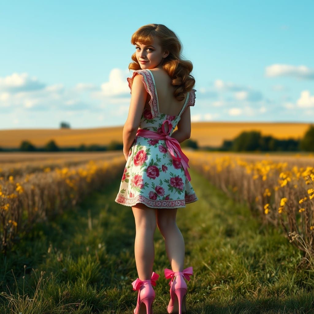 Vintage-Inspired Transgender Housewife in Flowery Sundress