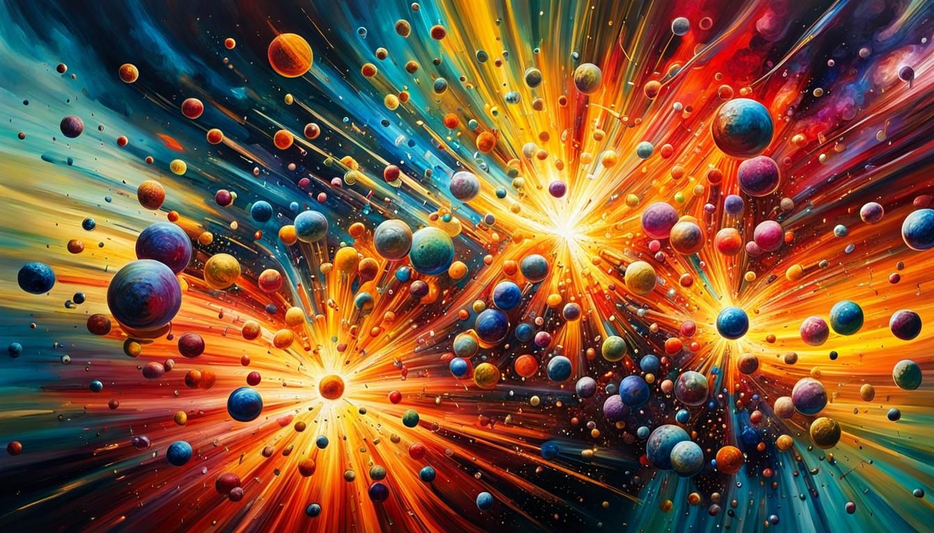Exploding Objects: A Detailed Abstract Digital Illustration