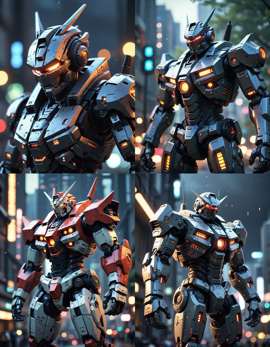 Anime Style Mecha Robot with Bokeh