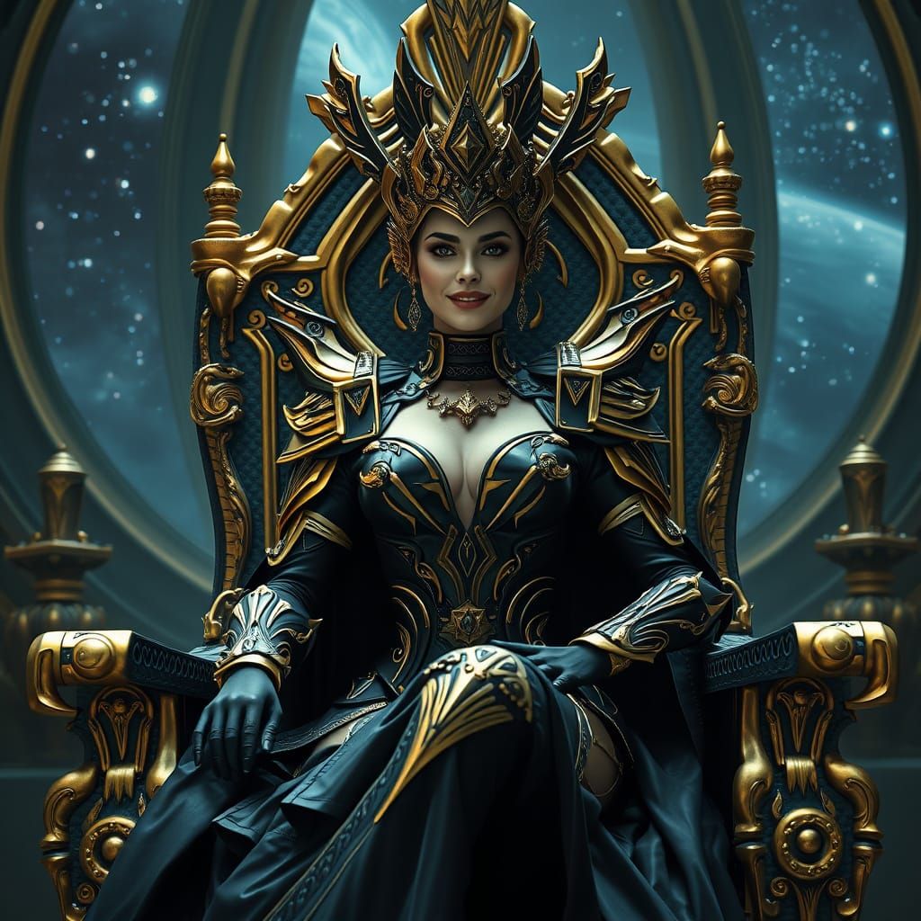 Galactic Empress in Black and Gold Armor Reigns Supreme