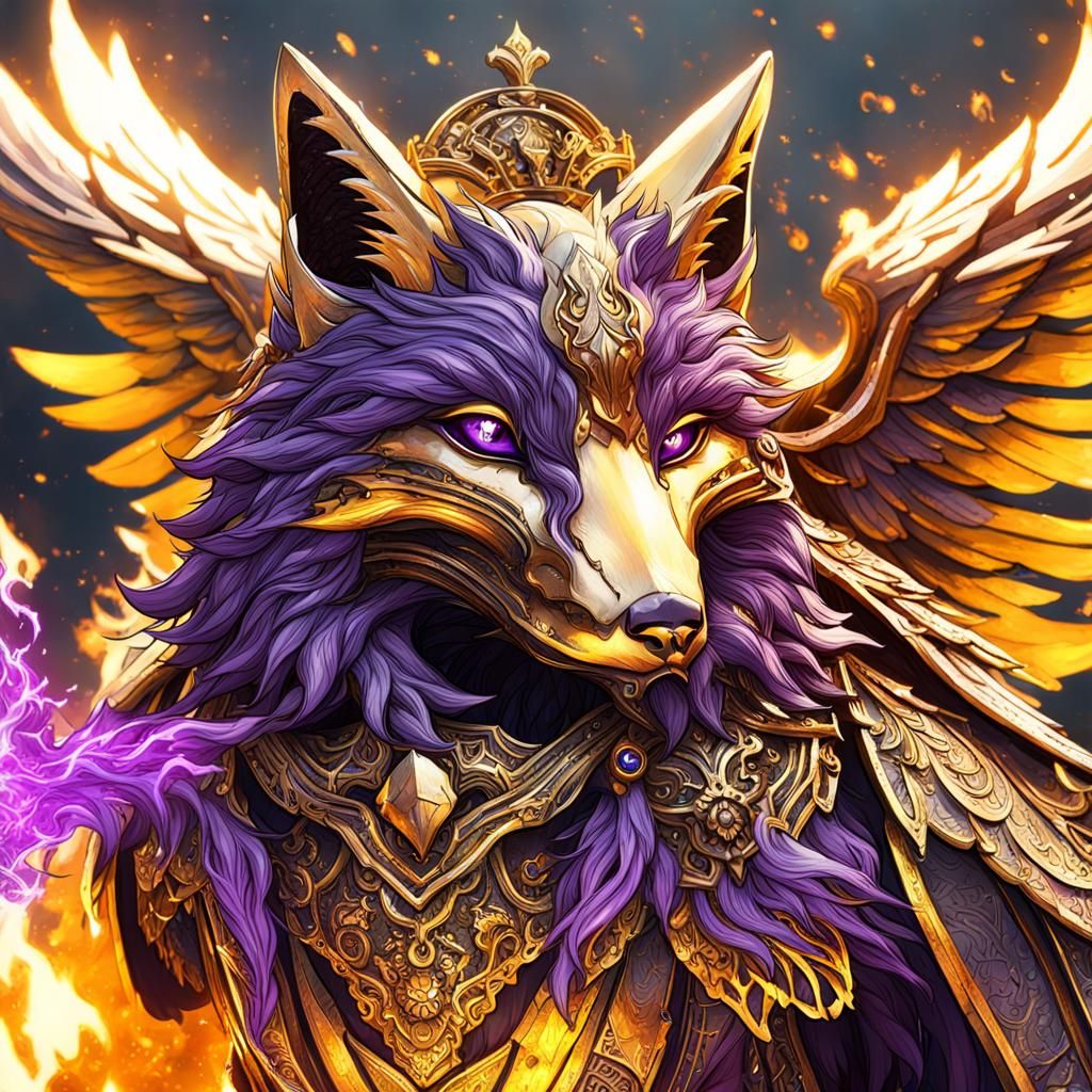 Fiery Fox with Wings: Dark Fantasy Art
