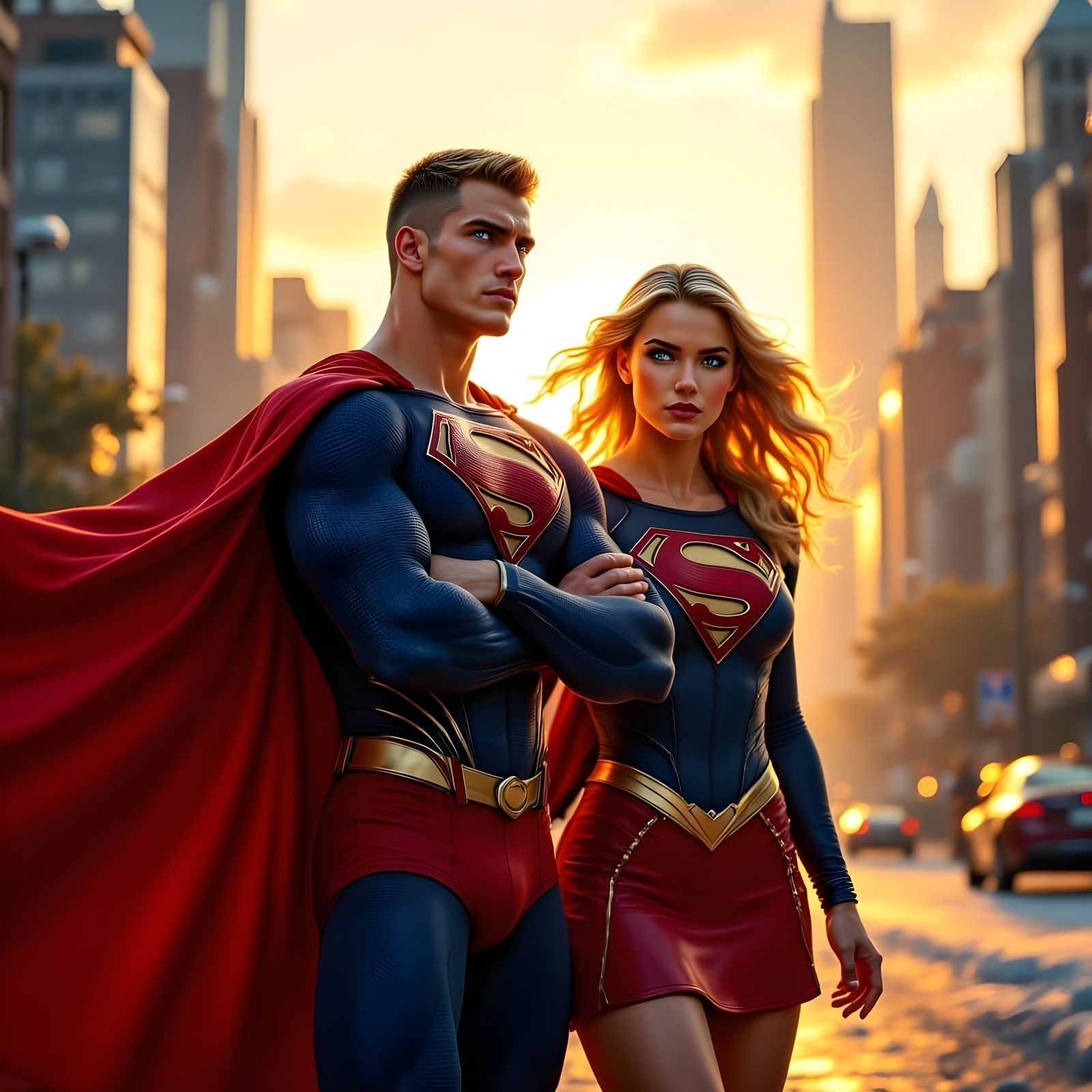 Heroic Duo in 3D Game Cinematic Style