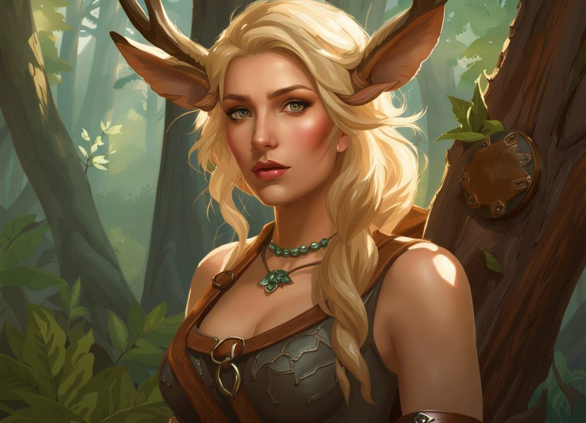 Wood Nymph Portrait in Hyperdetailed Digital Art